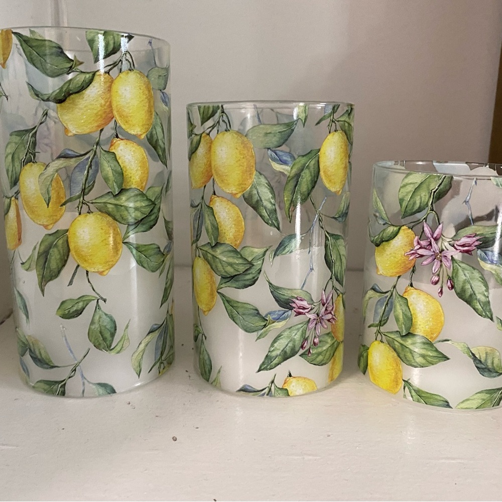 Lemon Leaf Glass Vase Set